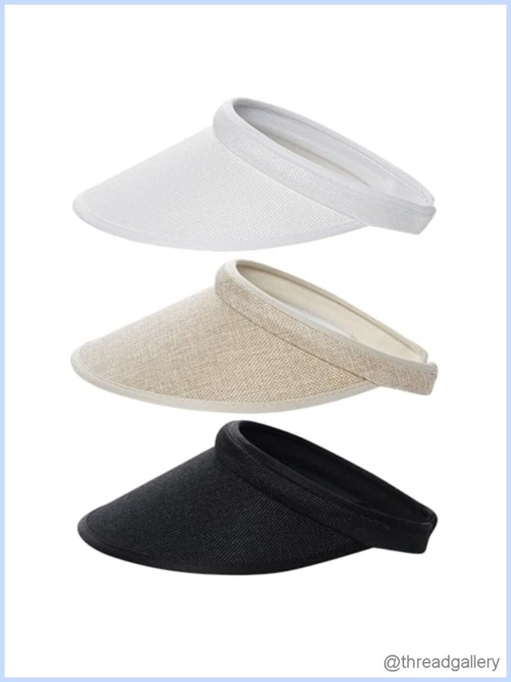 3 Pack Wide Brim Clip On Sun Visor Hats for Women Men Adjustable Flax